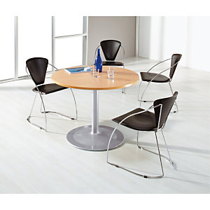 Pack : Table de réunion ronde 100cm PURE - Hêtre pieds Aluminium + 4 fauteuils Laura