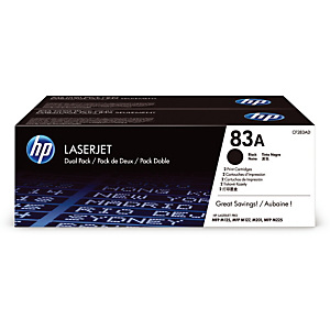 Pack van 2 toners HP 83A zwart voor laser printers Pack van 2 toners HP 83A zwart voor laser printers