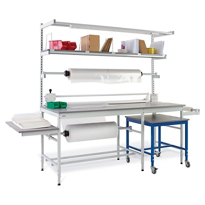 Packing station kit with under bench table