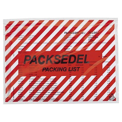 Packsedelskuvert med rött zebratryck "PACKSEDEL" 60 my RAJA - 1