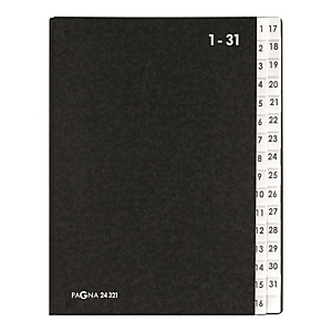 PAGNA Clasificador, paneles rígidos, A4, de 1 a 31 pestañas, negro PAGNA Clasificador, paneles rígidos, A4, de 1 a 31 pestañas, negro