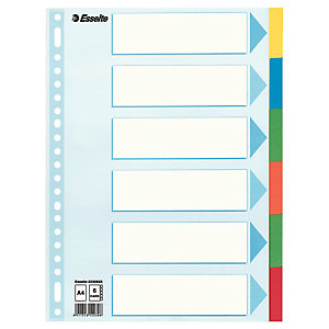 Pakje van 2 tabbladen 6 kleur neutrale tabs Esselte in sterkte kaart A4 formaat