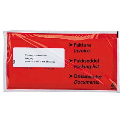 Pakkseddellommer - 60 my - med trykk "Faktura/Pakkseddel/Dokumenter"