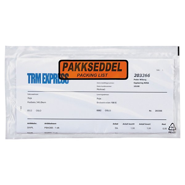 Pakkseddellommer - 70 my - med trykk ""Pakkseddel"" - 3
