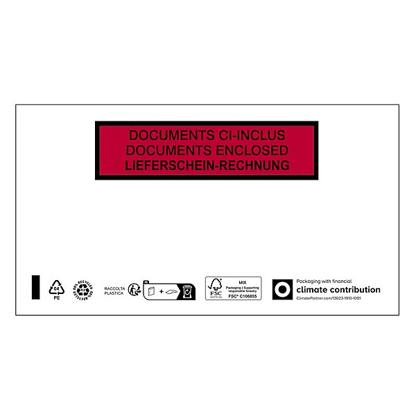 Paklijstenvelop 35 micron 90% gerecycled PCR met bedrukking 23 x 16,5 cm - 2