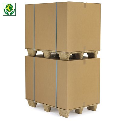 Palletiseerbare kartonnen container in bruin dubbelgolfkarton