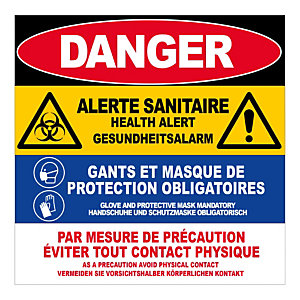 Panneau d'alerte sanitaire multilingue
