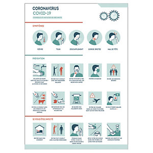 Panneau conseils de sécurité Coronavirus Covid-19 autocollant adhésif