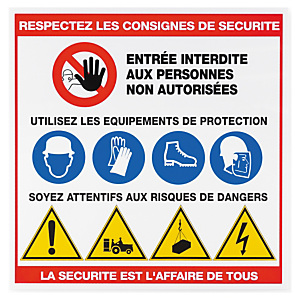 Panneau consignes de sécurité Panneau consignes de sécurité
