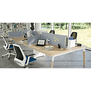 Panneau-écran acoustique Moody pour bureau L. 120 x l. 40 cm - Tissu Bleu fixations Noires