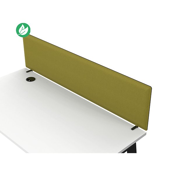 Panneau-écran acoustique Moody pour bureau L. 120 x l. 40 cm - Tissu Vert fixations Blanches - 1