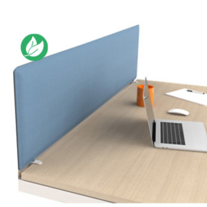 Panneau-écran acoustique Moody pour bureau L. 160 x l. 40 cm - Tissu Bleu - Fixation Blanche Panneau-écran acoustique Moody pour bureau L. 160 x l. 40 cm - Tissu Bleu - Fixation Blanche