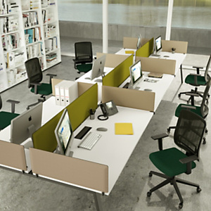 Panneau-écran acoustique Moody pour bureau L. 160 x l. 40 cm - Tissu Vert fixations Noires