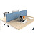 Panneau-écran  acoustique Moody pour bureau bench L.120 cm – Tissu bleu fixations Alu - 1