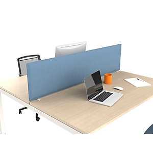 Panneau-écran  acoustique Moody pour bureau bench L.140 cm   Tissu bleu fixations Alu