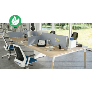Panneau-écran acoustique Moody pour bureau bench L.140 cm – Tissu Gris - Fixation Blanche Panneau-écran acoustique Moody pour bureau bench L.140 cm – Tissu Gris - Fixation Blanche