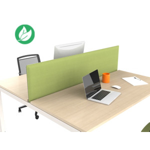 Panneau-écran  acoustique Moody pour bureau bench L.160 cm – Tissu Vert fixations Blanches