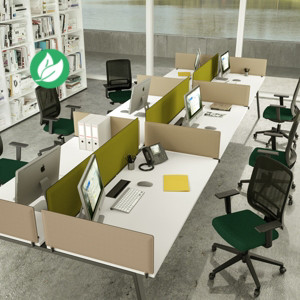 Panneau-écran acoustique Moody latéral L. 80 x l. 29,5 cm - Tissu Vert - Posé sur bases Noire Panneau-écran acoustique Moody latéral L. 80 x l. 29,5 cm - Tissu Vert - Posé sur bases Noire
