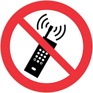 Panneau interdiction téléphones portables diamètre 30 cm polystyrène antichoc