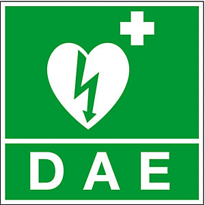 Panneau rigide de signalisation défibrillateur logo + D.A.E. 20 x 20 cm