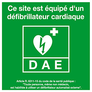 Panneau de signalisation défibrillateur 200 x 200 mm Panneau de signalisation défibrillateur 200 x 200 mm