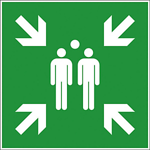 Panneau de signalisation d'évacuation, logo point de rassemblement 20 x 20 cm Panneau de signalisation d'évacuation, logo point de rassemblement 20 x 20 cm