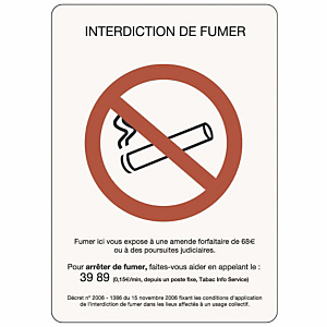 Panneau de signalisation d'interdiction de fumer A4 Panneau de signalisation d'interdiction de fumer A4