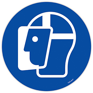 Panneau signalisation polystyrène rigide Visière de protection obligatoire - Ø 180 mm - Bleu