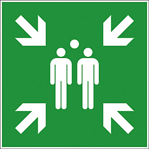 Panneau de signalisation d'évacuation, logo point de rassemblement 20 x 20 cm Panneau de signalisation d'évacuation, logo point de rassemblement 20 x 20 cm