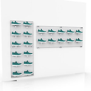 Pannello Griglia con espositore per scarpe, 80 x 11 x 200 cm, Metallo cromato