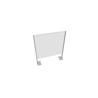 Pannello protettivo per reception, casse, ristoranti, bar in plexiglass con struttura metallica, 90 x 100 cm, Trasparente - 1