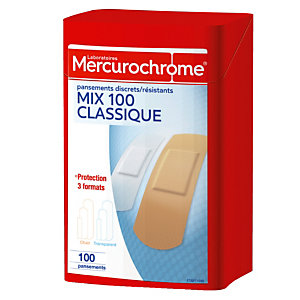 Pansements multi-formats Mercurochrome, 2 boîtes de 100 pansements