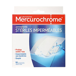 Pansements stériles imperméables Mercurochrome, 2 boîtes de 10 pansements