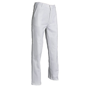 Pantalon de travail 100% coton blanc, taille 40