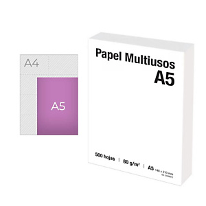 Papel Blanco A5 80 g/m2 500 hojas (medio folio) Papel Blanco A5 80 g/m2 500 hojas (medio folio)