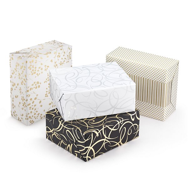 Papel de embrulho dourado padrão pontos e linhas - 3