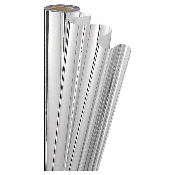 Papel de embrulho metalizado prateado 70cm x 50m - 1