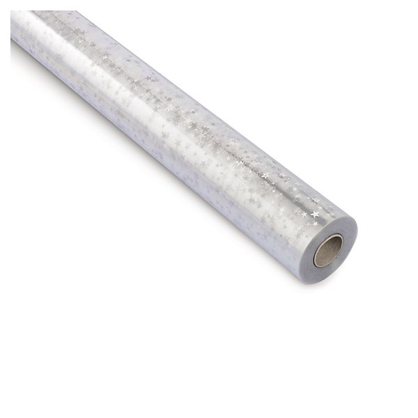 Papel de embrulho transparente 80cm x 120m padrão estrelas prateadas - 2