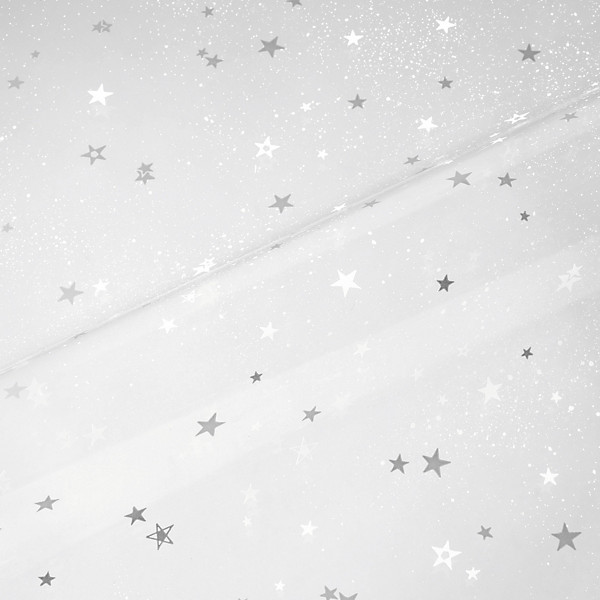 Papel de embrulho transparente 80cm x 120m padrão estrelas prateadas - 1