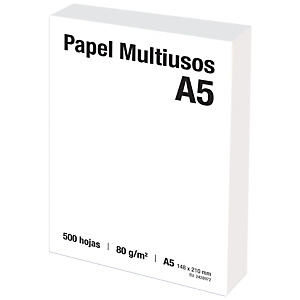 Papel Multifunción para Faxes, Fotocopiadoras, Impresoras Láser e Impresoras de Inyección de Tinta Blanco A5 80 g/m² Papel Multifunción para Faxes, Fotocopiadoras, Impresoras Láser e Impresoras de Inyección de Tinta Blanco A5 80 g/m²