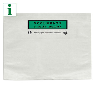 Paper document enclosed envelope labels, printed