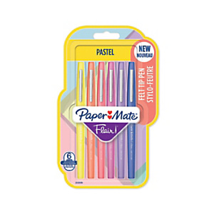 Paper Mate Flair Original Stylo feutre à capuchon pointe moyenne 0,7 mm - lot de 6 coloris pastel Paper Mate Flair Original Stylo feutre à capuchon pointe moyenne 0,7 mm - lot de 6 coloris pastel
