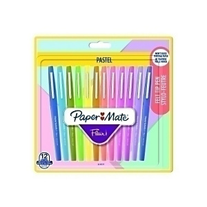 Paper Mate Flair Pastel Rotulador de punta de fibra, punta mediana de 0,7 mm, cuerpo de plástico con grip, pack de 12, colores surtidos