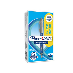 Paper Mate FlexGrip Elite Bolígrafo retráctil de punta de bola, punta grande de 1,4 mm, cuerpo azul recubierto de goma con grip, tinta azul Paper Mate FlexGrip Elite Bolígrafo retráctil de punta de bola, punta grande de 1,4 mm, cuerpo azul recubierto de goma con grip, tinta azul
