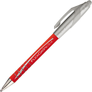 Paper Mate FlexGrip Elite Bolígrafo retráctil de punta de bola, punta grande de 1,4 mm, cuerpo rojo de goma con grip, tinta roja