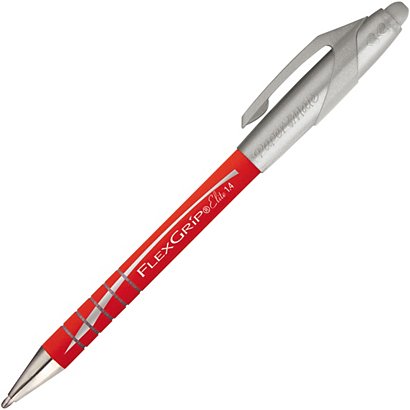 Paper Mate FlexGrip Elite Bolígrafo retráctil de punta de bola, punta grande de 1,4 mm, cuerpo rojo de goma con grip, tinta roja - 1