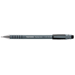 Paper Mate FlexGrip Ultra Bolígrafo de punta de bola, punta mediana de 1 mm, cuerpo negro de goma con grip, tinta negra