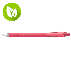 Paper Mate FlexGrip Ultra Bolígrafo retráctil de punta de bola, punta mediana de 1 mm, cuerpo rojo recubierto de goma con grip, tinta roja