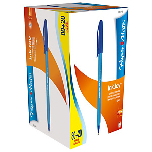 Paper Mate InkJoy® 100, bolígrafo de punta de bola, punta extrafina de 0,5 mm, cuerpo azul translúcido, tinta azul Paper Mate InkJoy® 100, bolígrafo de punta de bola, punta extrafina de 0,5 mm, cuerpo azul translúcido, tinta azul