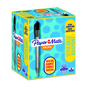 Paper Mate InkJoy 100 RT Penna a sfera a scatto, Punta media da 1 mm, Fusto nero, Inchiostro nero (confezione 80+20)